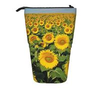 KAKETE Astuccio con molti bellissimi girasoli Astuccio telescopico stampato con portapenne in piedi Cancelleria per organizzare l'astuccio con cerniera