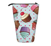 KAKETE Astuccio per matite modello cupcake stampato astuccio telescopico portapenne in piedi cancelleria organizza astuccio con cerniera