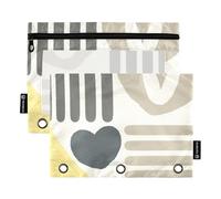 Kaki Grigio Design Semplice Geometrico Cerniera con Finestra Trasparente Raccoglitore Matita Caso Finestra Trasparente & Occhielli Astuccio 3 per Forniture per Ufficio Multicolore 2 PZ