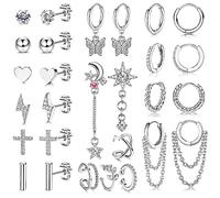 Kakonia 14 Paia Orecchini Orecchini A Cerchio Borchie Piccolo Set Per Donne Piccoli Orecchini A Cerchio Oro Argento Set Orecchini Polsini Catena Pendenti Cartilagine Helix Punk Set