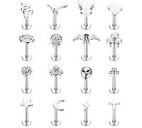 Kakonia 16Pcs Tragus Piercing Gioielli per Donna Uomo 16G 6MM Conchiglia Orecchino Della Vite Prigioniera In Acciaio Inossidabile Filettato Medusa Labbro Anello D'argento 6