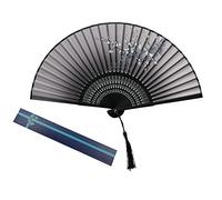 KAKOO Ventilatore Pieghevole di Seta Stile Cinese con Plum Blossom Classico Design Bambu Manico Ventolo per Decorazione per Festa Ballare Teatro per Fare Foto
