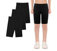 KAKU NANU 3 pantaloncini da ciclismo da bambina, 5-13 anni, lunghezza al ginocchio, leggings per danza, scuola, palestra, estate, nero, grigio, blu, rosa