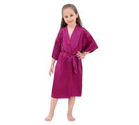 KAKU NANU Abito da Camera in Raso per Ragazze 4-14 Anni,Kimono Leggero per SPA Matrimonio Compleanno
