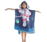 KAKU NANU Asciugamano a poncho con cappuccio per bambini da 6 a 14 anni, 6 colori, asciugamano da spiaggia per bambini, accappatoio da spiaggia, poncho per bambini, ad asciugatura rapida, grande, Blu