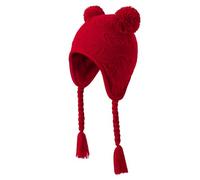 KAKU NANU Cappello Bambino Cappello Lana con PON PON Bambina Invernale Cappello con Copriorecchie Cappelli Neonata Rosso 6 9 12 Mesi