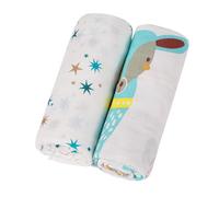 KAKU NANU Mussole Neonato 120x110 Cotone Muslin,2 Copertine In Mussola Copertina Neonato Cotone Estiva Baby Swaddle Coperta Regalo Neonata Femmina Ciano