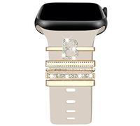 Kakurookie Anelli decorativi compatibili con cinturini in silicone Apple Watch, ciondoli da 45 mm, 44 mm, 42 mm, 41 mm, 40 mm, 38 mm, iWatch serie 8, 7, 6, 5, 4, 3, 2, 1, cinturino in metallo con