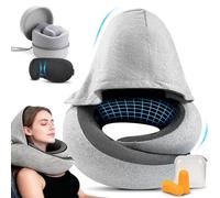 Kakveiai Cuscino Cervicale Da Viaggio, Cuscini Aereo Memory Foam, Cuscino Cervicale Con Cappuccio, per un riposo e un relax ancora maggiori, morbido come la seta e traspirante, per aereo, auto, treno
