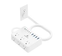 Kakyanill - Stazione di ricarica da 100 W, 6 prese AC, 8 prese USB con protezione da sovratensioni 2000J, cavo di prolunga a forcella da 5 piedi, compatto per