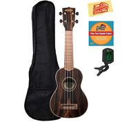 Kala KA-EBY-S - Ukulele soprano a righe in ebano con custodia, accordatore, DVD di istruzioni Austin Bazaar e panno per la pulizia