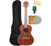 Kala KA-T - Set di ukulele tenore in mogano con custodia, accordatore, DVD di istruzioni Austin Bazaar e panno per la pulizia