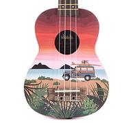 Kala UK-Surfari Ukulele Soprano Rosso con Grafiche Satinato con Borsa
