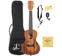 Kala Ukulele da concerto Courage in mogano, con custodia, accordatore, cinghia, corde e panno per la pulizia Austin Bazaar