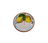 Kaladia Grattugia per Spezie in Ceramica - Ideale per Zenzero, Parmigiano, ecc. - In bianco con 2 Limoni - Diametro: 12 cm - Fatta a mano e dipinta a mano - Prodotto in Spagna