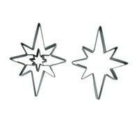 Kaladia Linzer - Set di 2 stampini per biscotti a forma di stella, in acciaio inox di alta qualità, per picchietti, rossetti di Hilda, occhi Linzer - Made in EU