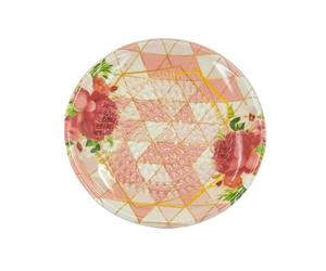 Kaladia Piatto grattugia in ceramica/grattugia in ceramica, ideale per zenzero, parmigiano, ecc., in rosa con fiore rosa, diametro: 12 cm, realizzato e dipinto a mano, prodotto in Spagna