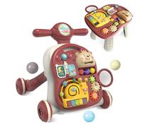 KalaDuck 3 In 1 Carrello Primi Passi e Tavolo Multiattivita, Girello Neonato da Seduto a in Piedi Con Centri di Attività Staccabili, Giocattoli Educativi Musicali per Bambini (Rosso Intenso)