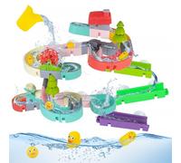 KalaDuck 62PCS Giocattolo da Bagno a Scivolo d'anatra, Giocattoli da Bagno a Scivolo d'acqua Fai Da Te per Bambini di Età Compresa tra 4 e 8 Anni, Giocattoli da Vasca da Parete per Ragazzi e Ragazze