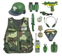 KalaDuck Giocattolo Esercito per Bambini, Costume da Gilet Mimetica Militare con Elmetto e Giocattoli Militari Accessori, Soldati Halloween Uniforme Militare Gioco di Ruolo Regalo per Ragazzi Ragazze