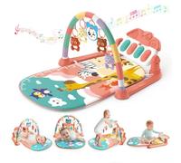 KalaDuck Palestrina Neonato Montessori 0-6 Mesi, Tappeto Gioco Neonato Gattonamento con Giocattolo Musicale Regolabile e Sonagli, Palestrina Neonata per Giochi Sensoriali di Attività (Rosa)