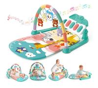 KalaDuck Palestrina Neonato Montessori 0-6 Mesi, Tappeto Gioco Neonato Gattonamento con Giocattolo Musicale Regolabile e Sonagli, Palestrina Neonata per Giochi Sensoriali di Attività (Verde)
