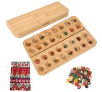 Kalaha - Gioco in legno con pietre preziose come personaggi da gioco e | Design da tavolo pieghevole, pietre preziose naturali, per 2 giocatori, gioco di strategia, per famiglia e amici