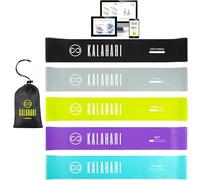 KALAHARI Elastici Fitness SET DI 5 più Ebook esercizi in Italiano e Borsa - Fascia elastica con 5 livelli di Resistenza per allenamento Forza, Stretching, Palestra, Pilates, Yoga - Bande elastiche
