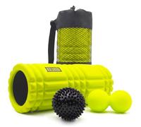 Kalahari Foam Roller Set, 3 in 1 più eBook Esercizi, Rullo Massaggio Muscolare, Palla Doppia e Riccio per Mobilità, Recupero Muscolare, Trigger Point e Stretching - Roller Pilates, Yoga e Fitness