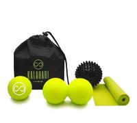 KALAHARI Palline per Massaggio SET, 4 in 1, più Ebook esercizi in italiano - Palla Doppia, Riccio, Lacrosse, Banda Elastica e comoda Borsa - per Trigger Point e Automassaggio Miofasciale Muscolare