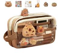 Kalastussaari 1 set Case di matita Capybara, 7.7x4.7x2.8 Case di matita kawaii con cerniera compartimentata con le forniture scolastiche della capanna capocortini.