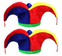 Kalastussaari Cappello joker, 2 pezzi di cappello da clown decorativo con campane, accessorio per il costume da clown per la festa del festival del Mardi Gras