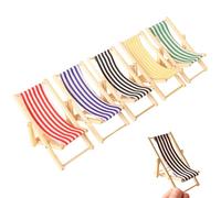 Kalastussaari Sedia da Spiaggia per Bambole in Miniatura, Mini Sedia da Spiaggia in Legno Pieghevole, Mini Mazzo Scala 1:12, 5 Colori mobili per la casa per Bambole per Fai -da -Te, Paesaggio