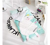 Kalavika - Sacco a pelo per bambini, in cotone a nido d’angelo, tappetino per la scuola, regalo per nascita, battesimo, unicorno blu