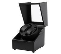 Kalawen Caricatore per orologi automatico, 2 orologi, scatola per orologi automatici, cavo di ricarica USB, orologio, in pelle PU, con motore silenzioso, colore nero, Nero, 14 * 15.5 * 17.5cm, [PO]