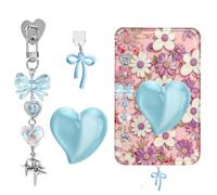 Kalaxy47 Charm catena per e-reader, accessorio decorativo eReader con cuori di cristallo (blu)