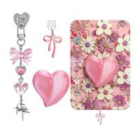 Kalaxy47 Charm catena per e-reader, accessorio decorativo eReader con cuori di cristallo (rosa)
