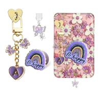 Kalaxy47 Charm catena per e-reader, accessorio decorativo eReader con cuori di cristallo (viola)