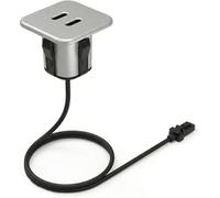 kalb ConnectC - Caricatore da incasso USB-C a 2 scomparti, 20 W, 25 mm, modulo da incasso per mobili per tavoli e piani di lavoro, presa USB-C, sistema a innesto mini LED, grigio argento