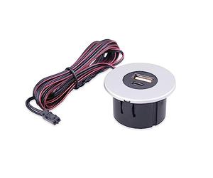 kalb | Hub USB da incasso 2 in 1 USB e USB-C, in acciaio inox, presa per smartphone, tablet, e-reader da incasso per mobili, 12 V, scelta: grigio argento