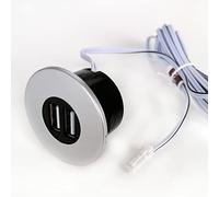 kalb - Hub USB da incasso, grigio argento, presa per smartphone, tablet, e-reader, montaggio su mobili, 12 V