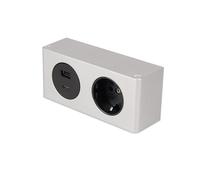 Kalb | Powerbox per mobili, montaggio a incasso, presa da 230 V, connettore USB-A e USB-C, 140 x 46 x 62,5 mm, colore argento - stazione di ricarica per apparecchi elettrici