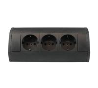 kalb | Presa di corrente sottopensile/superiore 3-fold, presa ad angolo, alloggiamento in alluminio con cavo da 100 cm e spina Schuko, nero