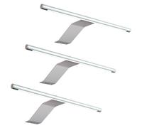Kalb - Set di 3 lampade LED da incasso, 340 x 170 x 40 mm, con modulo LED, 12 V DC, 4 W, 230 lm per lampada, con interruttore e alimentatore, grigio argento, per armadi (grigio argento, bianco)