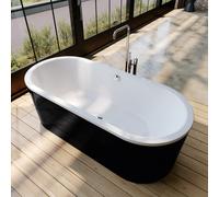 Kaldewei Classic Duo Ovale, vasca da bagno indipendente, 170x75x42 cm, con grembiule esterno colore nero, 113-7, Colorazione: bianco-alpino