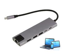 KALEA-INFORMATIQUE Adattatore da USB C a HDMI Gigabit RJ45 LAN in alluminio e hub USB C Power Delivery per computer o smartphone