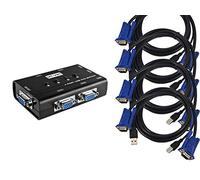 KALEA-INFORMATIQUE Box di condivisione KVM Switch per 4 PC. Schermo VGA, tastiera e mouse USB, con cavi KVM in dotazione.