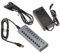 KALEA-INFORMATIQUE Hub multipresa USB3 in alluminio con 7 porte USB 3.0 5G A e C e 3 porte Quick Charge PD, alimentazione esterna 12V 3A