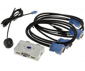 KALEA-INFORMATIQUE Scatola di condivisione KVM Switch per 2 PC. Monitor VGA, tastiera e mouse USB, con telecomando e cavi KVM in dotazione.