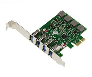 KALEA-INFORMATIQUE Scheda controller orizzontale da PCI Express PCIe a USB 3.0 4 porte USB3 Tipo A, con chipset Via VLI VL805. Staffe a basso e alto profilo. Autoalimentato. Alta potenza 8A.